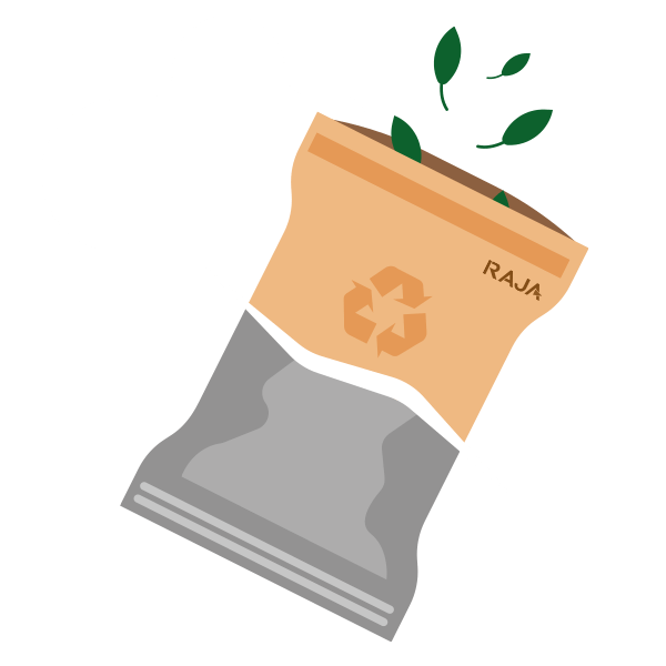 förpackningar med negativ miljöpåverkan eller icke återvinningsbara med miljövänliga alternativ.