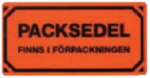 Varningsetikett Packsedel finns i förpackningen